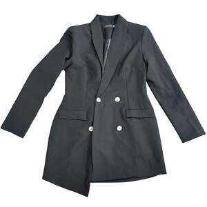 Women’s PrettyLittleThing Black Gold Button Double Breasted Blazer Dress US 6